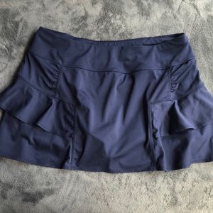 Athleta Blue Skater Skirt with Ruched Ruffles